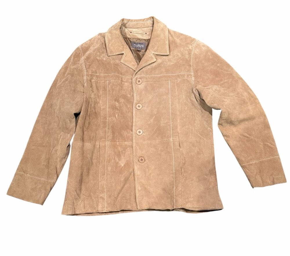 Vintage 90s Wilsons Leather Suede Jacket Mens L Tan Brown Western Retro